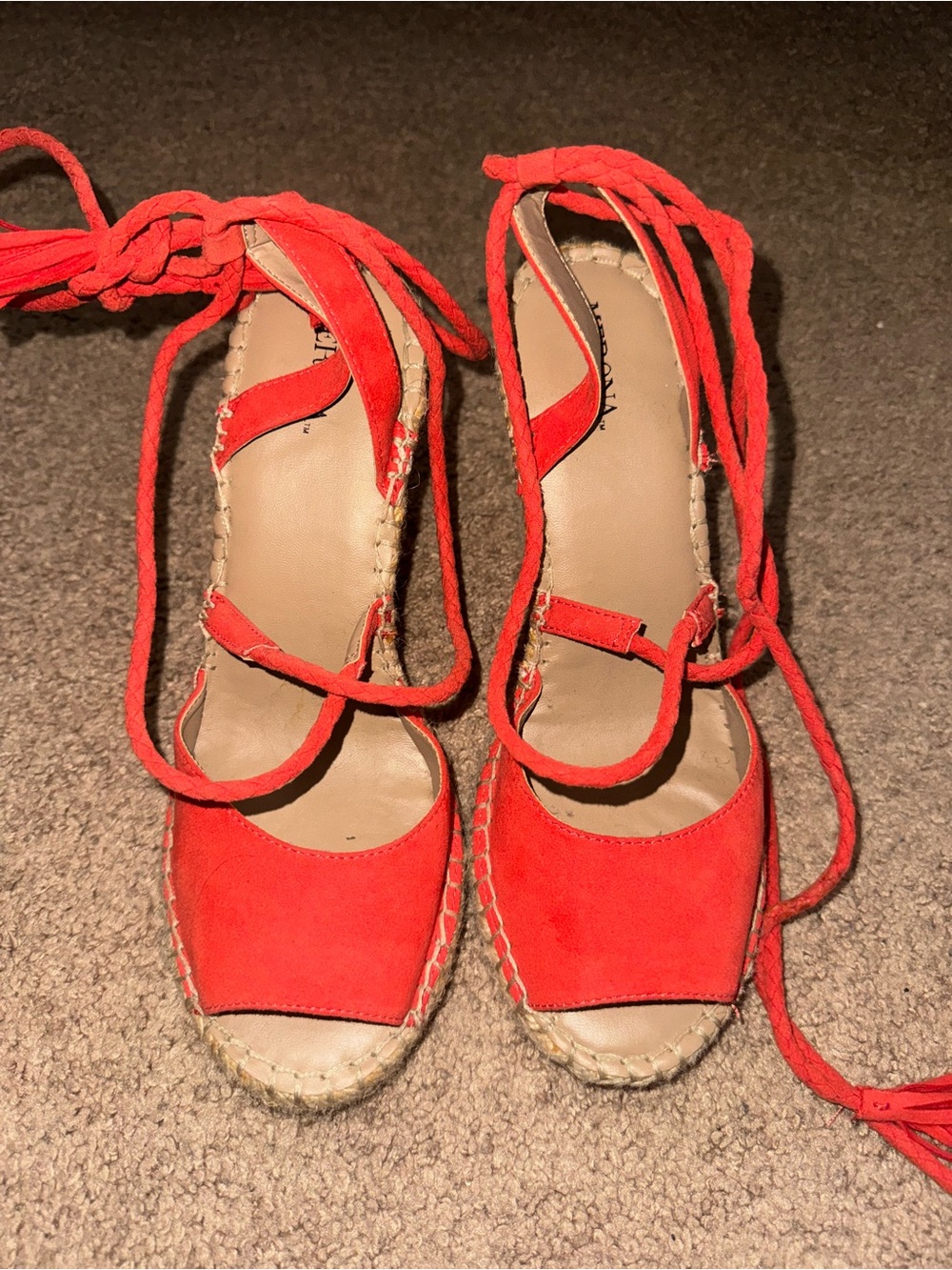 Merona Red Lace-Up Espadrille Sandals